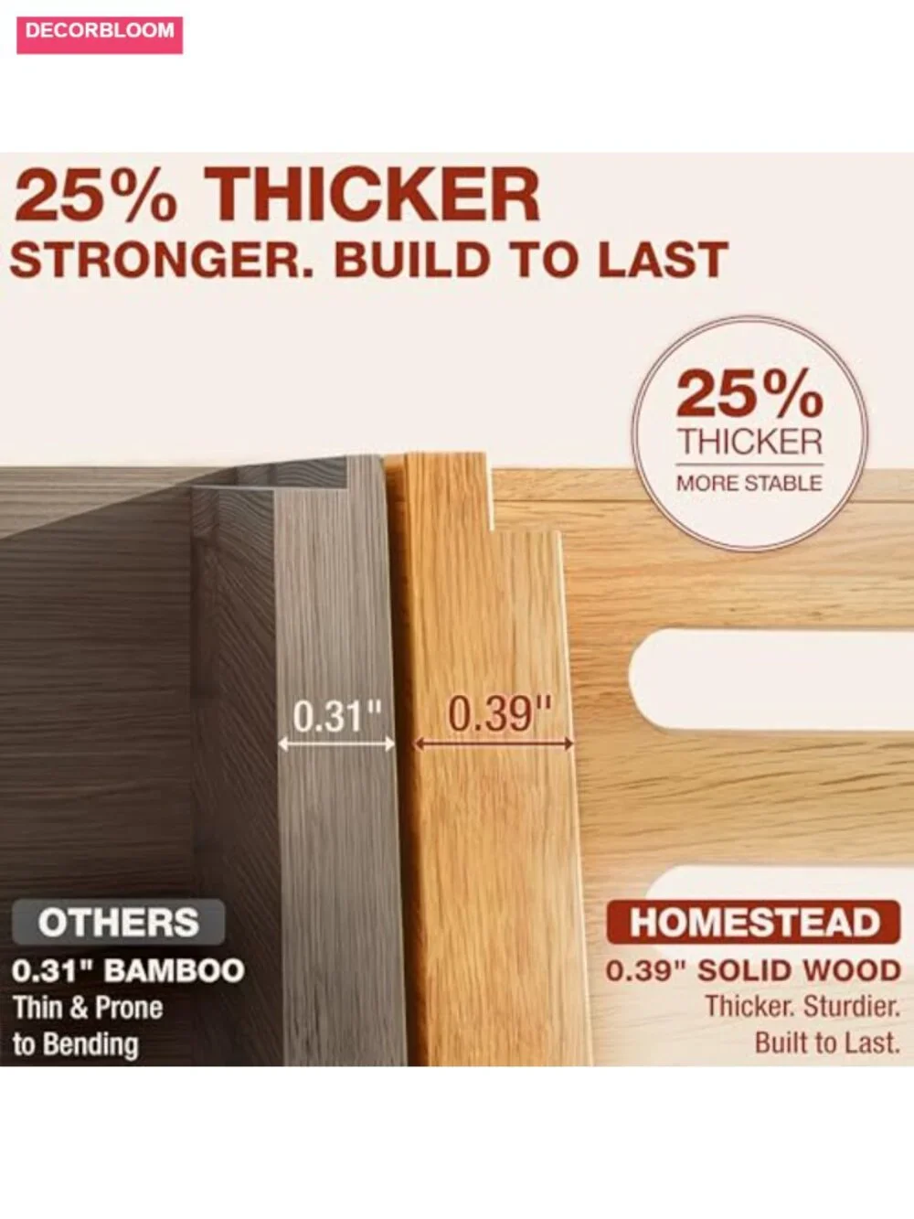 Stackable Solid Wood Storage Bins Pantry Countertop Produce Organizer